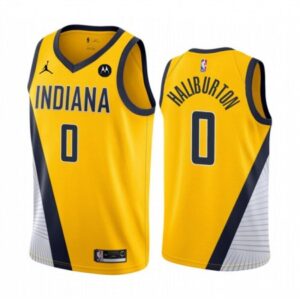 IndiIndiana Pacers #0 Tyrese Haliburton Yellow Basketball Jersey