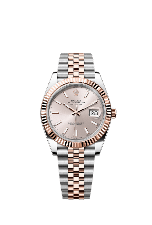 M126331-0010 Rolex Datejust 41mm Two-Tone Everose Gold Fluted Bezel Automatic Watch