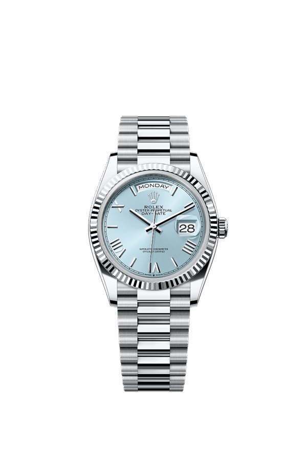 Rolex Day-Date 36mm Platinum Fluted Bezel President Bracelet Automatic Watch