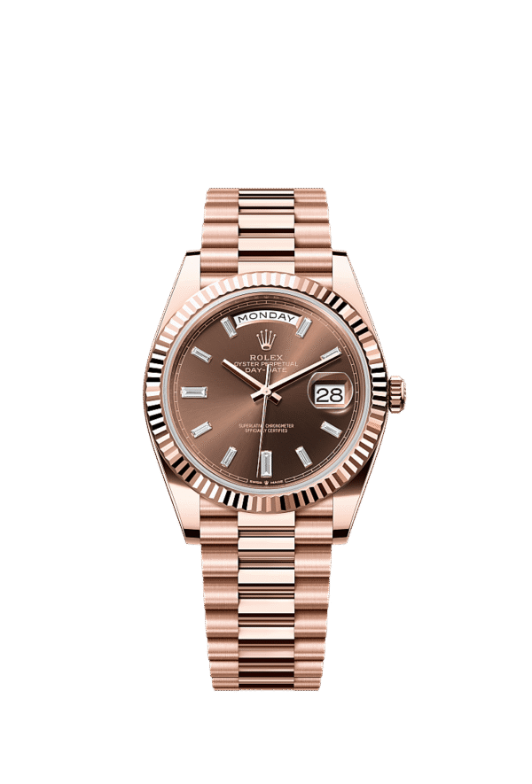 M228235-0003 Rolex Day-Date 40mm 18K Everose Gold Fluted Bezel President Bracelet Automatic Watch