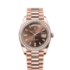M228345RBR-0006 Rolex Day-Date 40mm 18K Everose Gold Round Diamond Bezel President Bracelet Automatic Watch