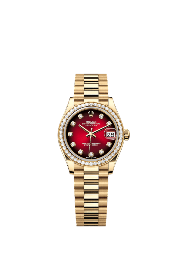 M278288RBR-0041 Rolex Datejust 31mm 18K Yellow Gold Round Diamond Bezel Ladies Automatic Watch