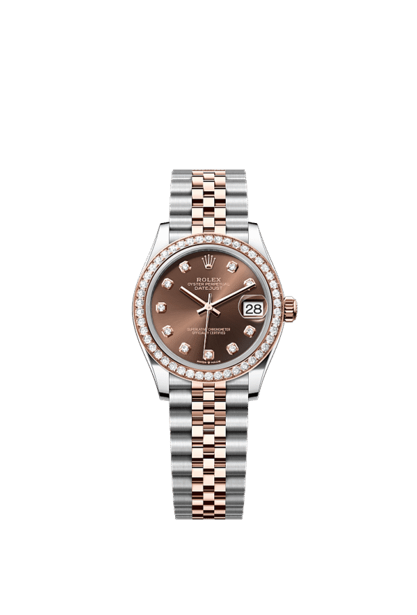 Rolex Datejust 31mm Two-Tone Everose Gold Round Diamond Bezel Ladies Automatic Watch