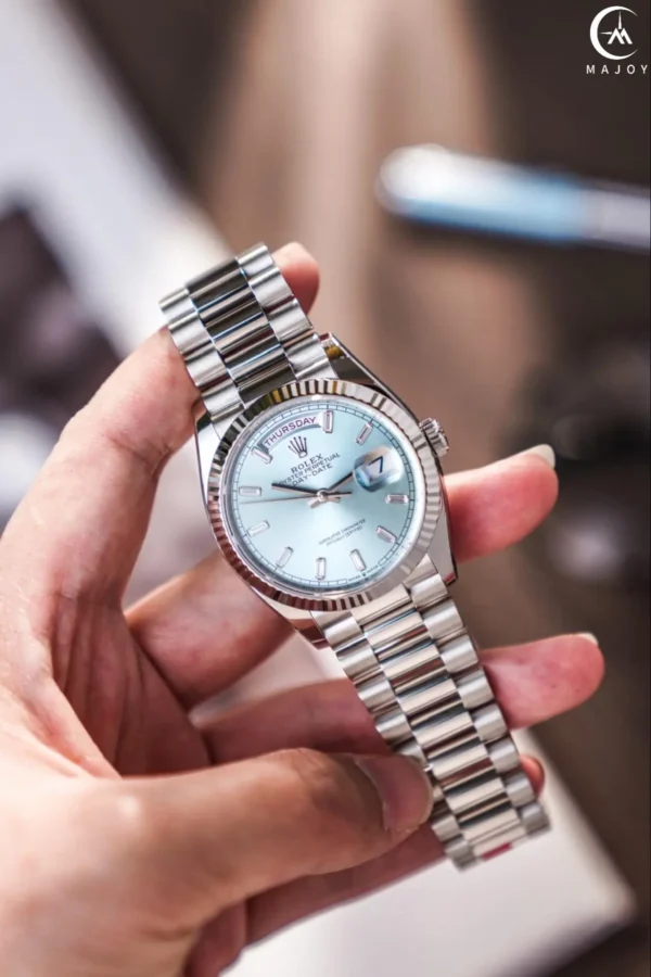 Rolex Day-Date 36mm Platinum Fluted Bezel President Bracelet Automatic Watch
