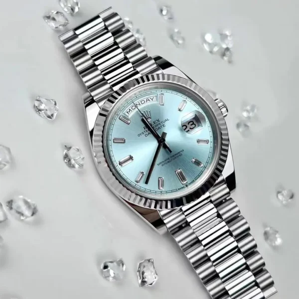 Rolex Day-Date 36mm Platinum Fluted Bezel President Bracelet Automatic Watch