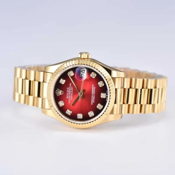mmexport1773906124162 Rolex Datejust 31mm 18K Yellow Gold Round Diamond Bezel Ladies Automatic Watch