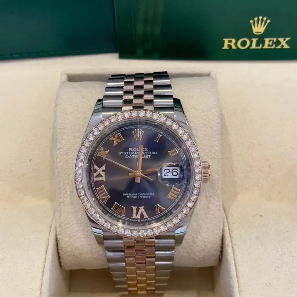 mmexport1774009587298 Rolex Datejust 36mm Two-Tone Everose Gold Round Diamond Bezel Automatic Watch
