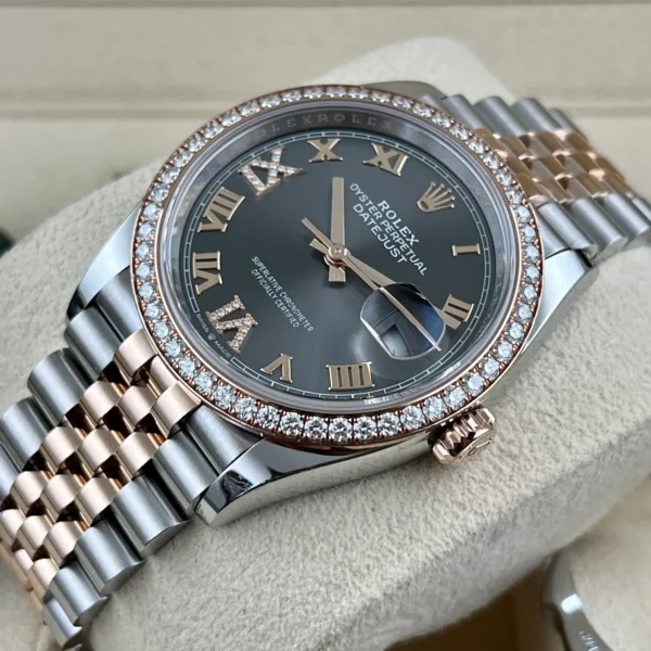 mmexport1774009631112 Rolex Datejust 36mm Two-Tone Everose Gold Round Diamond Bezel Automatic Watch