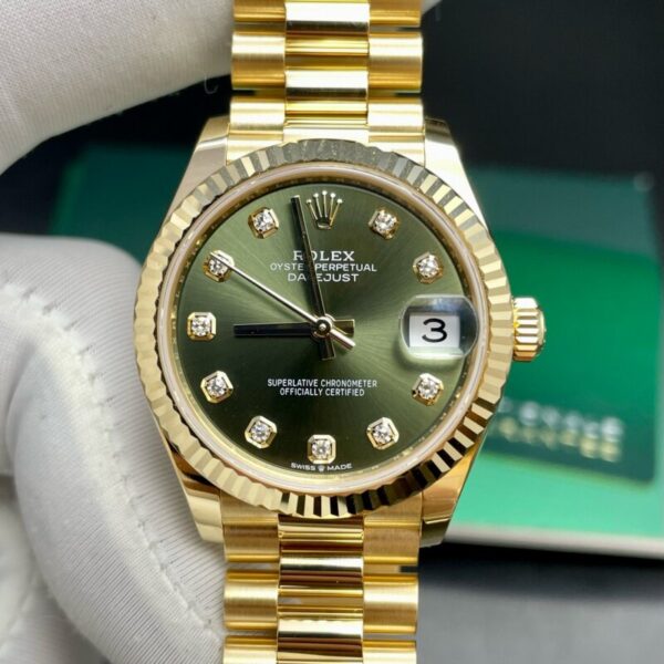 wps (5) Rolex Datejust 31mm 18K Yellow Gold Fluted Bezel Ladies Automatic Watch